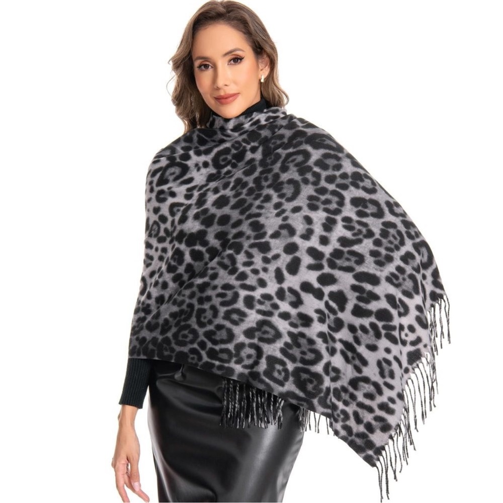 Leopard Scarf For Women Chunky Scarves Winter Warm Thick Oversized Blanket new